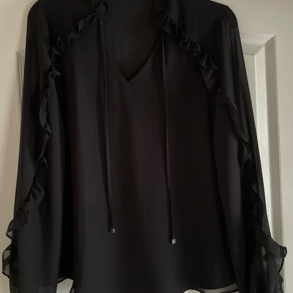 Calvin Klein Black Ruffle Blouse